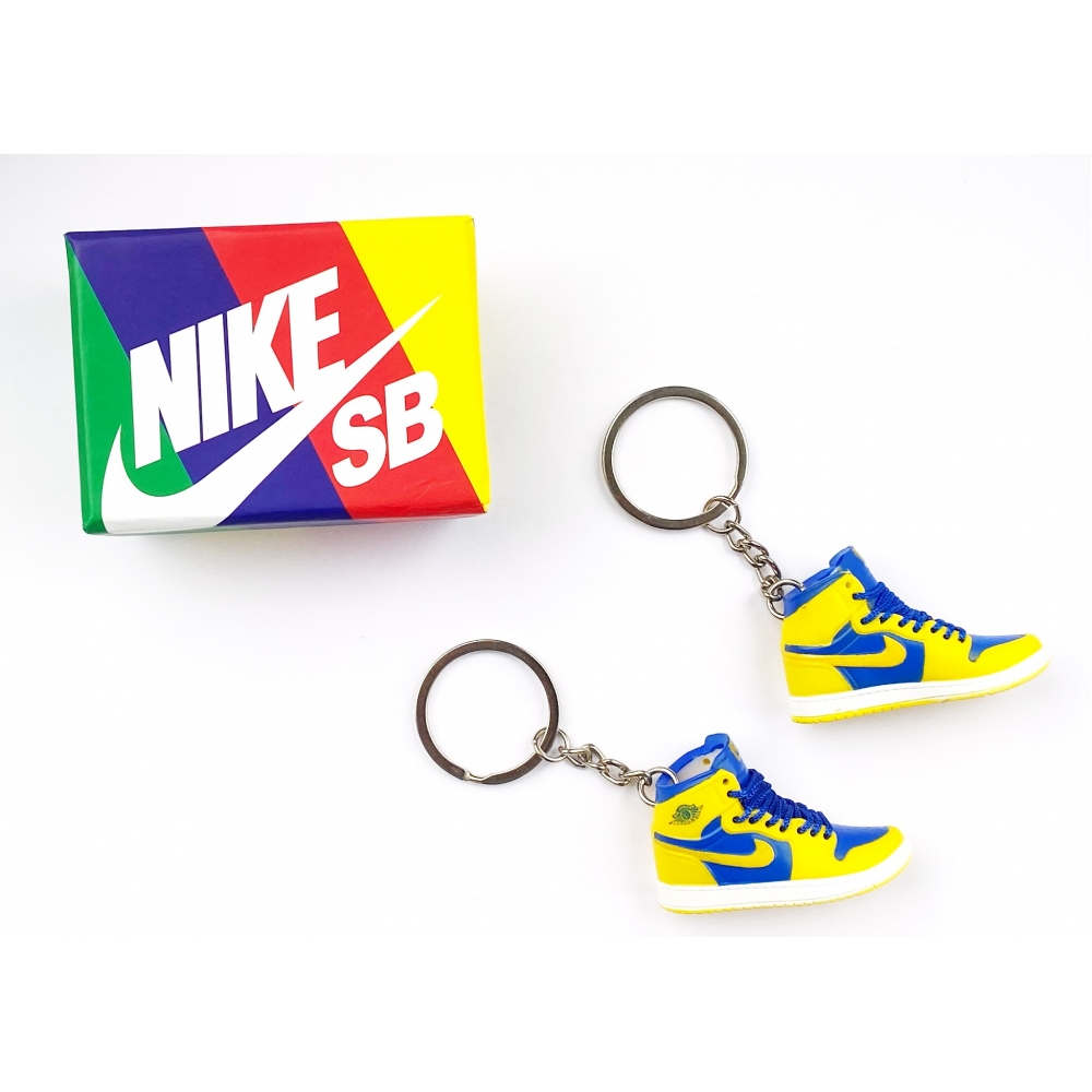 Мини обувь, фингер шузы, брелок Nike AIR Jordan Blue Yellow з коробкою Color