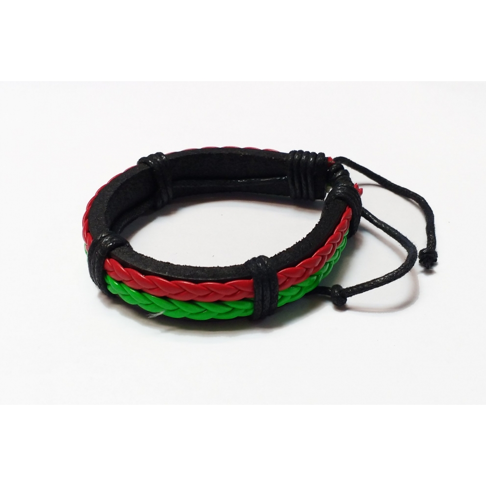 Браслет екошкіра Braid Red Green