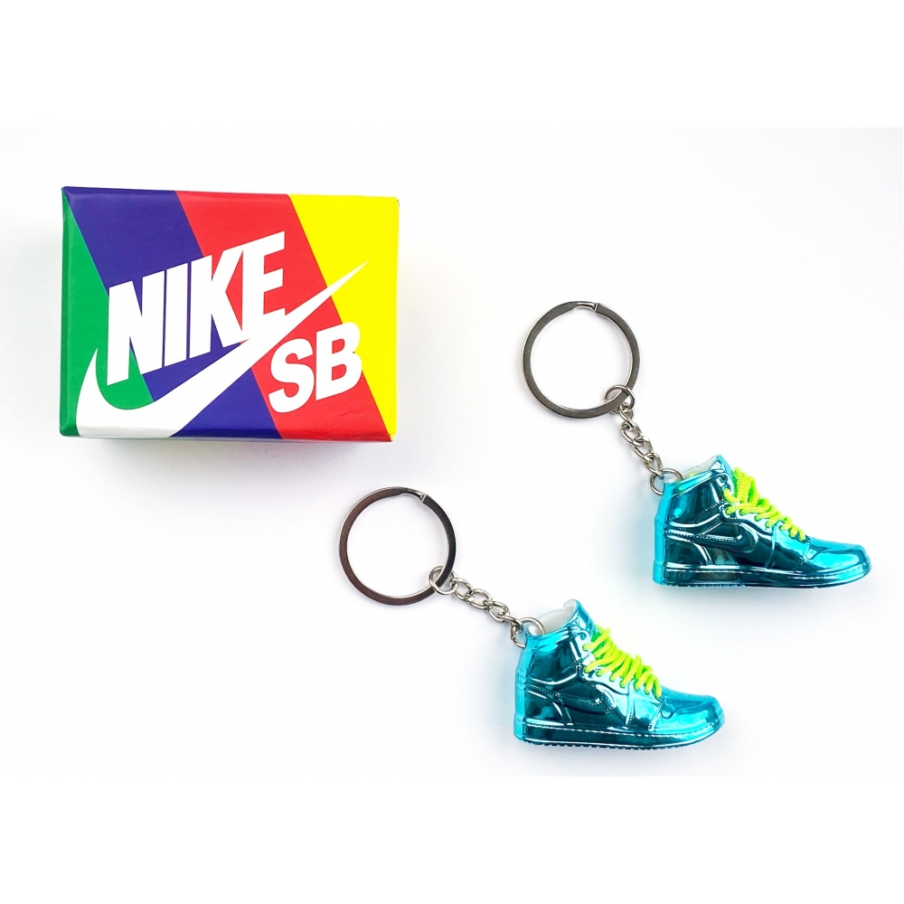 Міні взуття, Фінгер шузи, брелок Nike AIR Jordan Blue Lime Chrome з коробкою Color