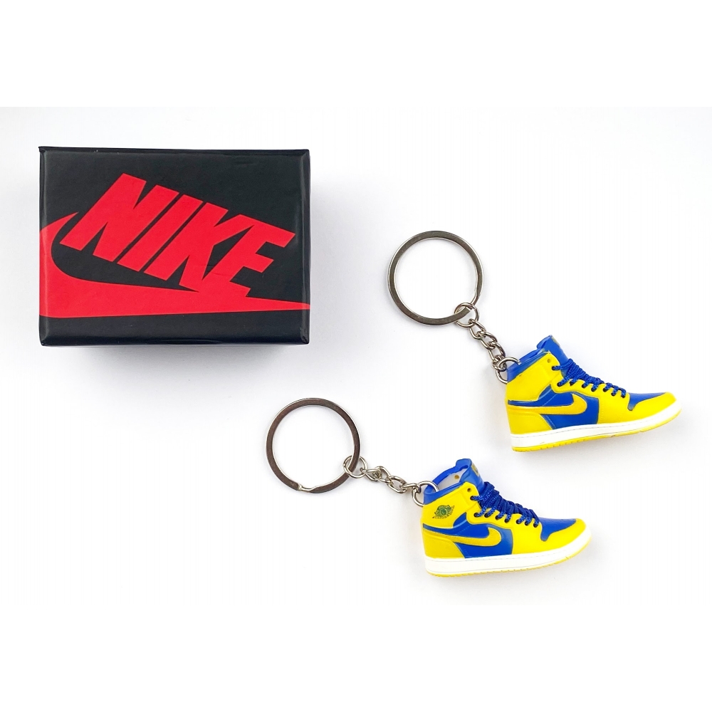 Міні взуття, Фінгер шузи, брелок Nike AIR Jordan Blue Yellow з коробкою Black