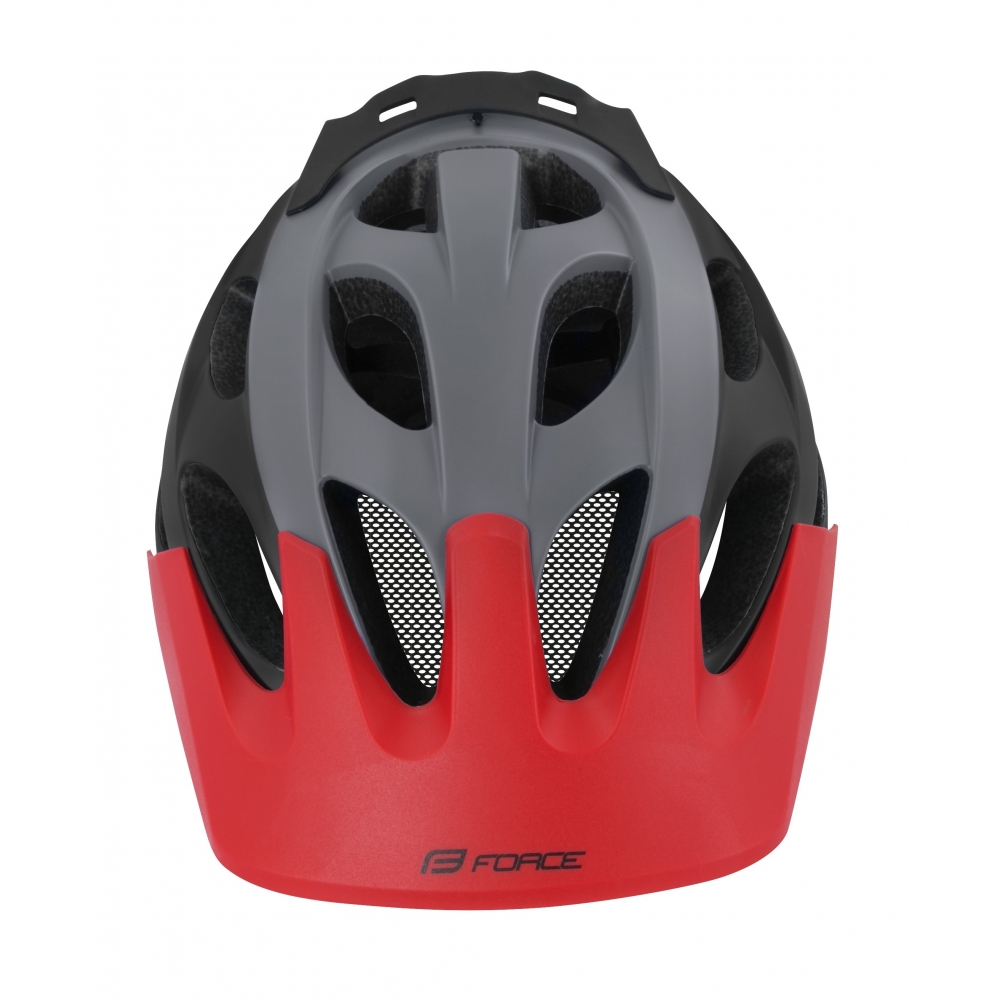 Велошолом FORCE Raptor MTB сіро-червоний L-XL
