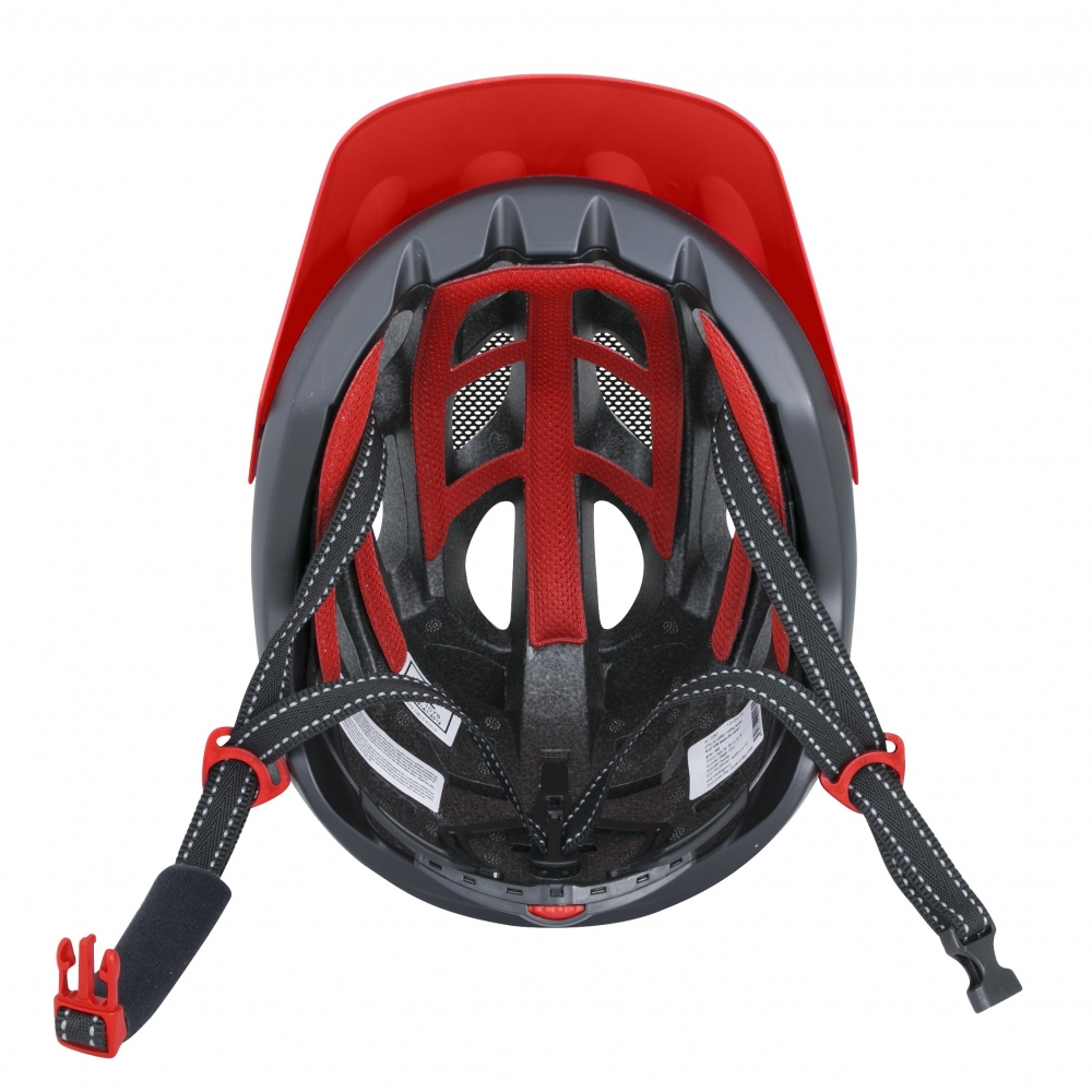 Велошолом FORCE Raptor MTB сіро-червоний L-XL