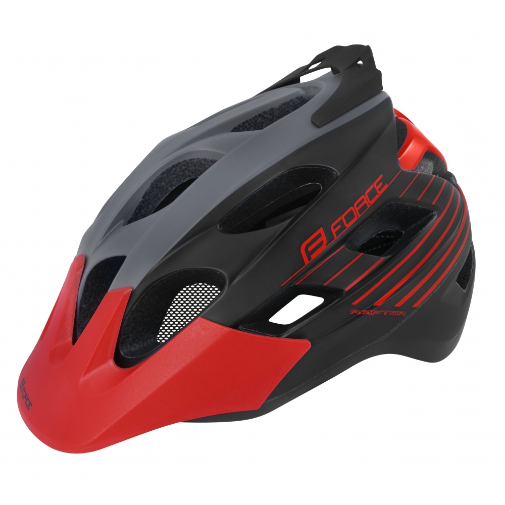 Велошолом FORCE Raptor MTB сіро-червоний L-XL