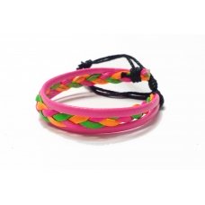 Браслет екошкіра Color Braid Pink
