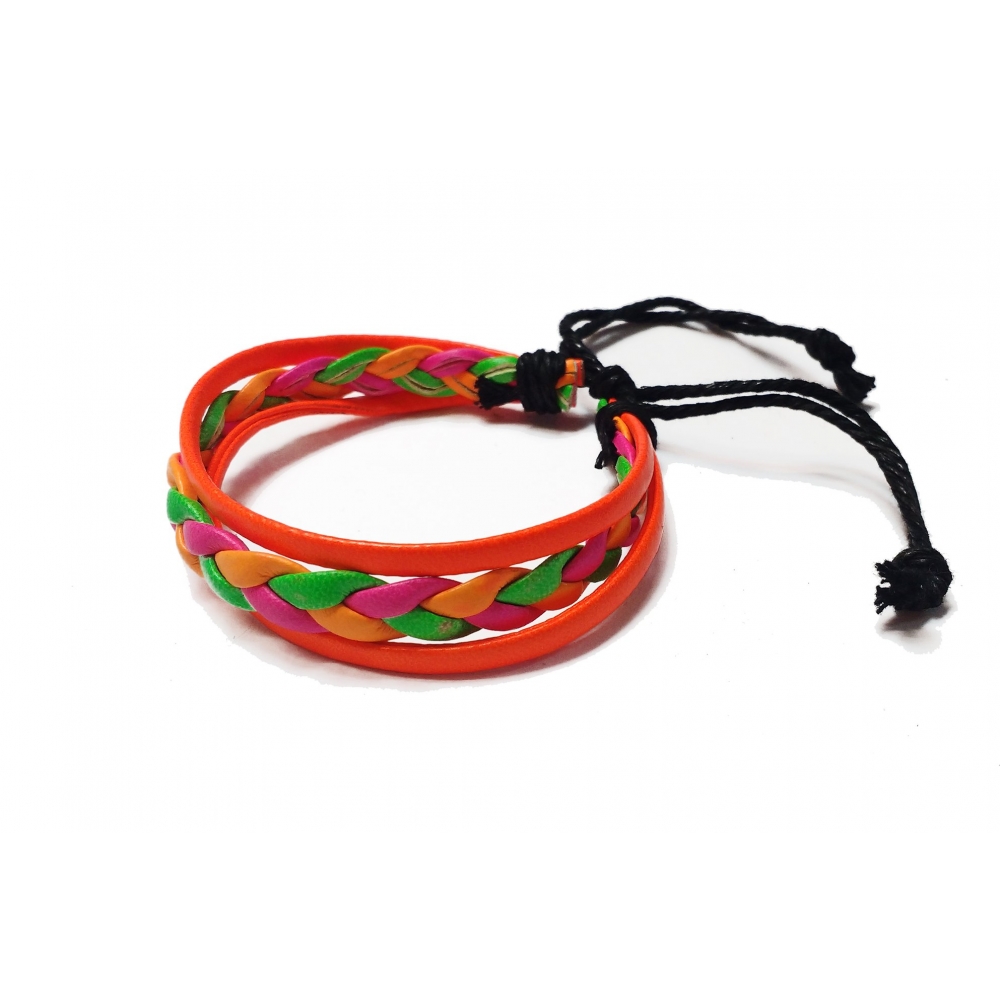 Браслет екошкіра Color Braid Orange